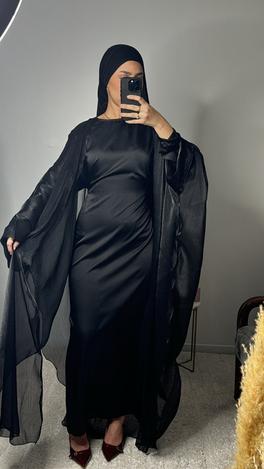 Abaya 2 pièces satinée