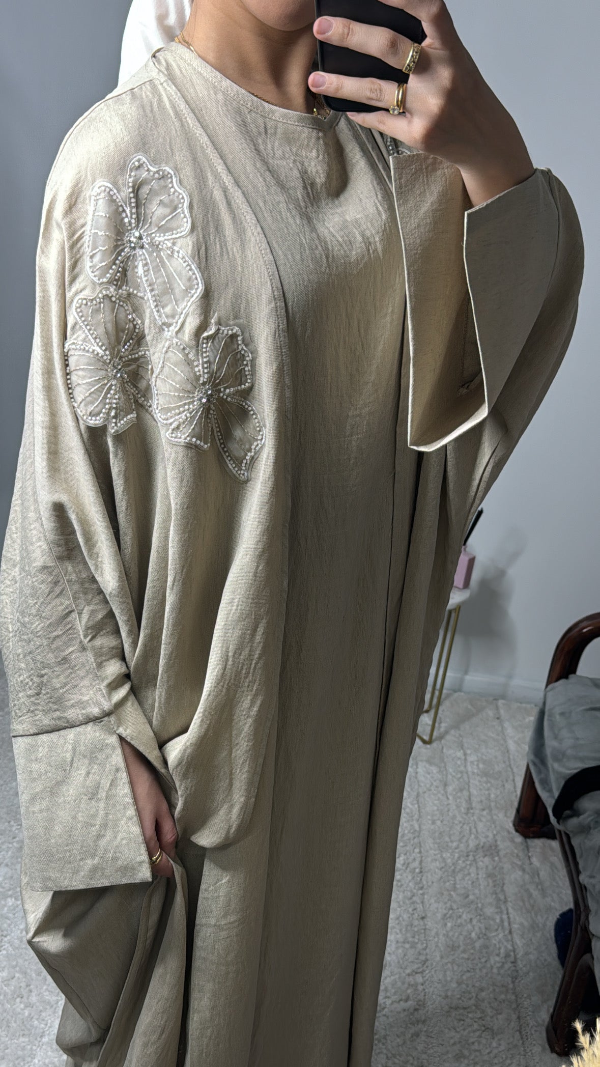 Abaya taupe 2 pièces