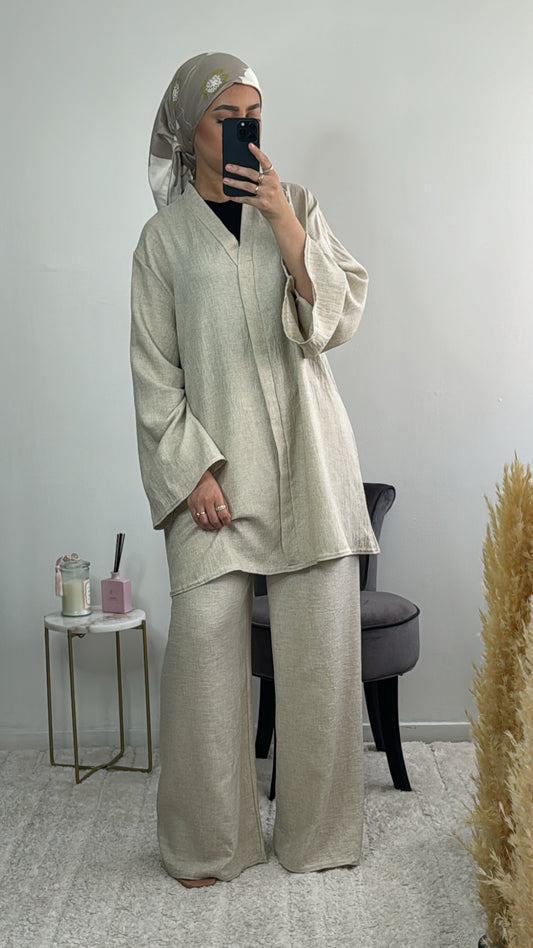 Ensemble col V beige