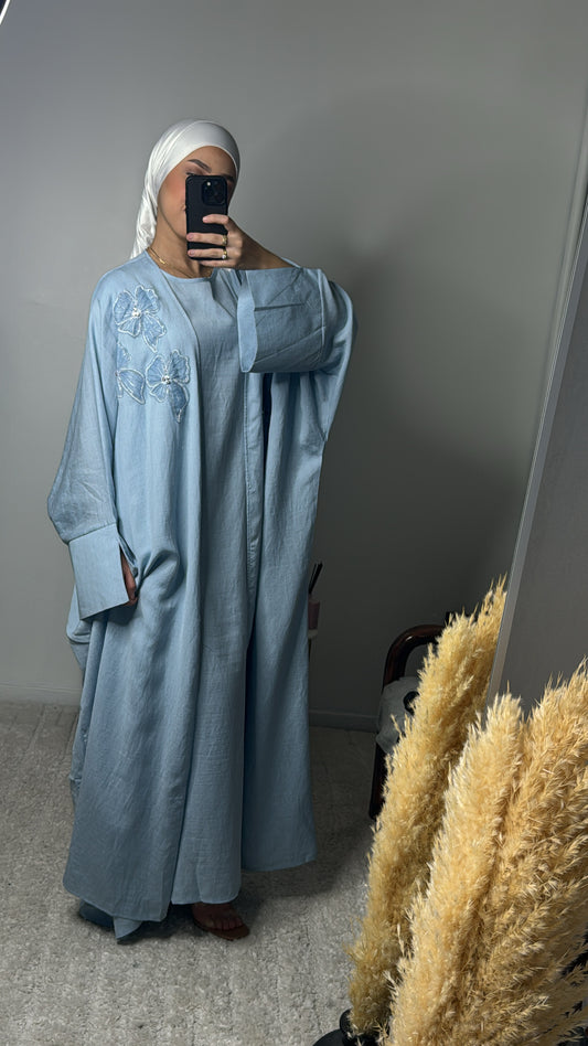 Abaya bleu 2 pièces