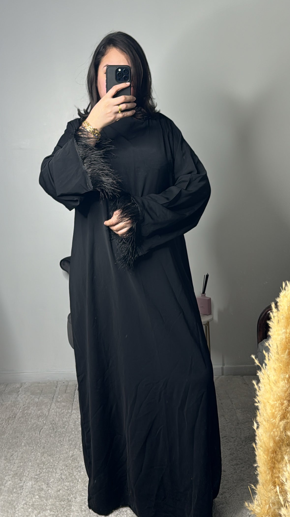 Abaya à plume noir