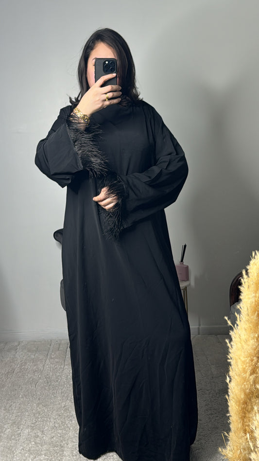 Abaya à plume noir